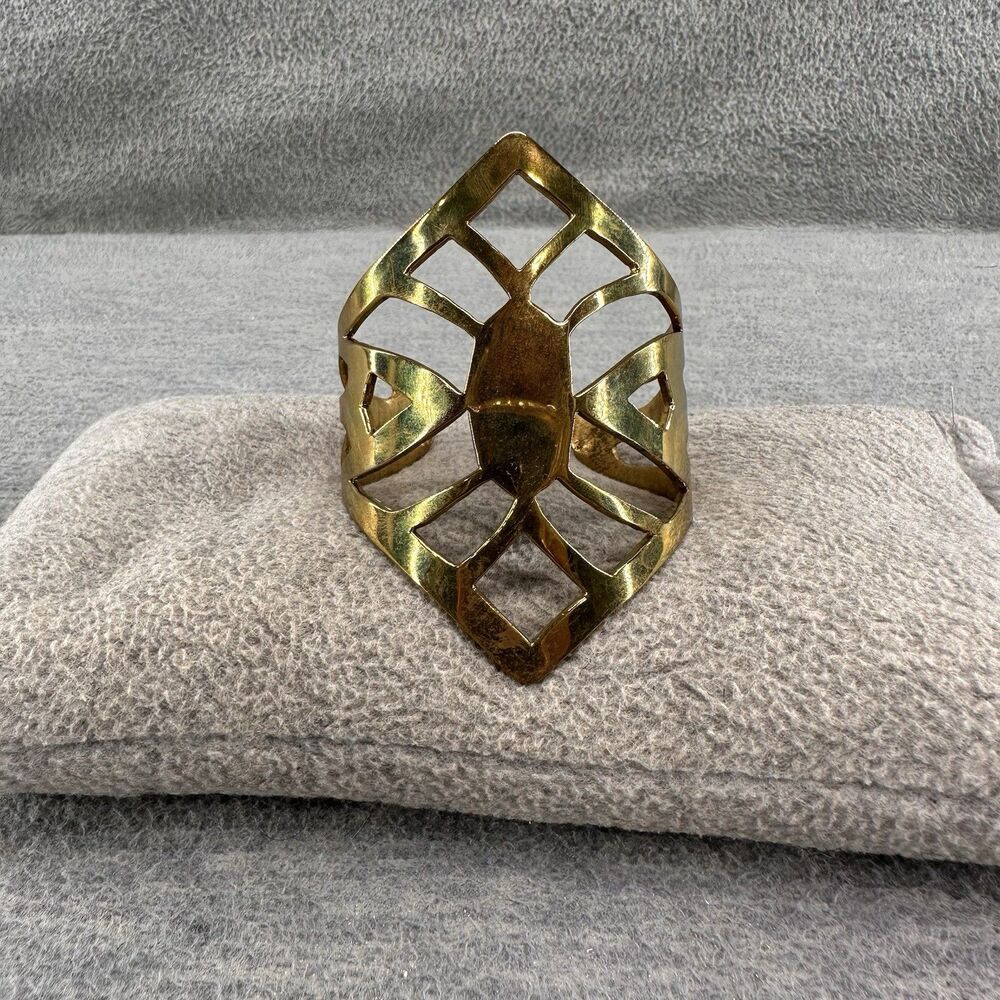 Women's Gold Tone Wide Abstract Geometic Cuff Bracelet  AS